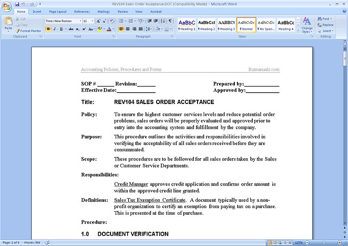 Purchasing Policies And Procedures Template