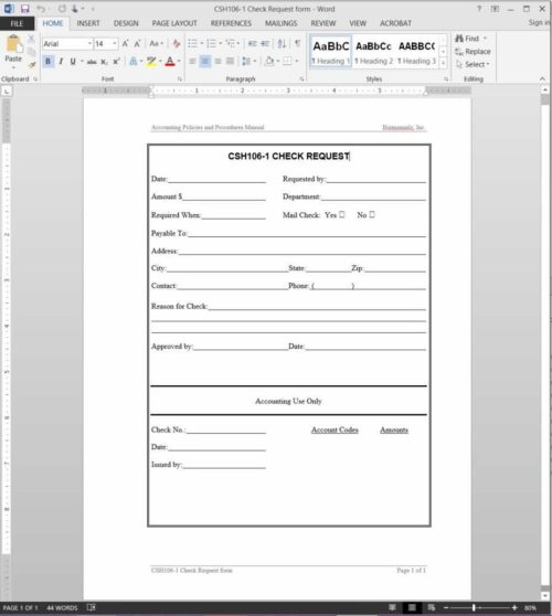Check Request Template