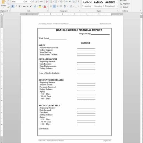 Weekly Financial Report Template