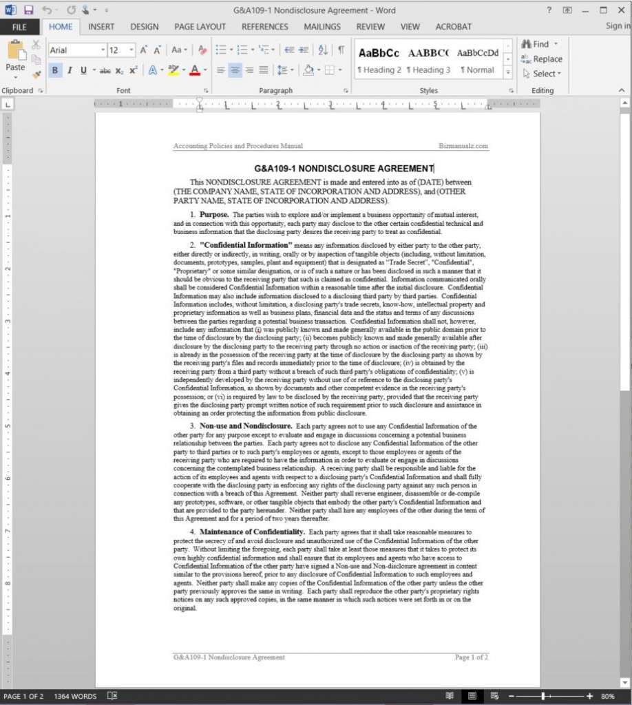 Nondisclosure Agreement Template