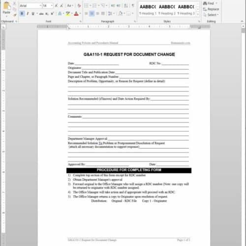 Document Change Request Template