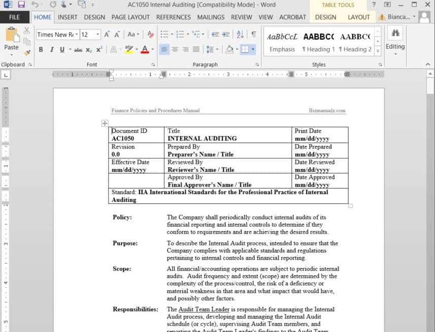 How to write accounting policies and procedures