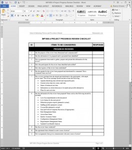 MP1000-4 Project Progress Review Checklist