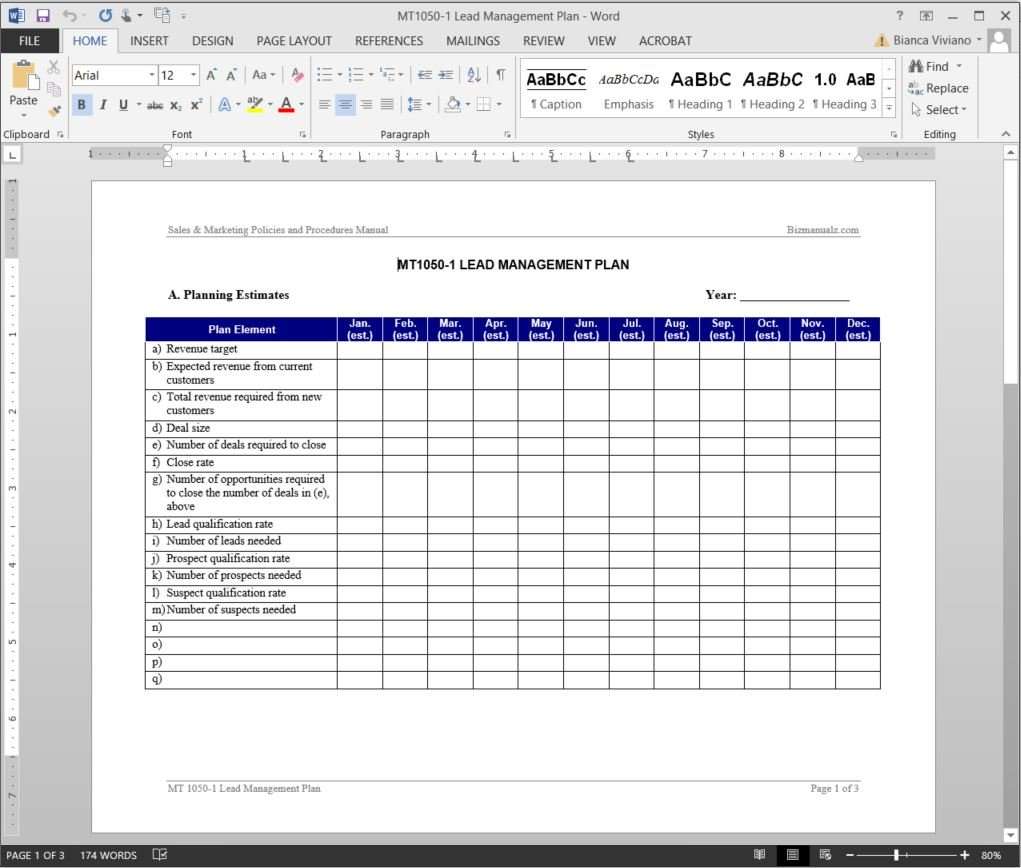 Sales Close Plan Template