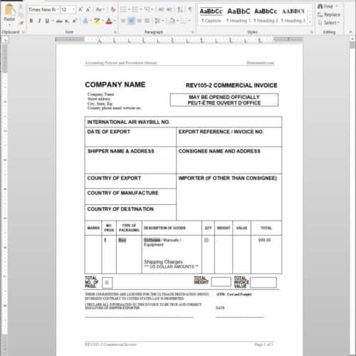 Commercial Invoice Example