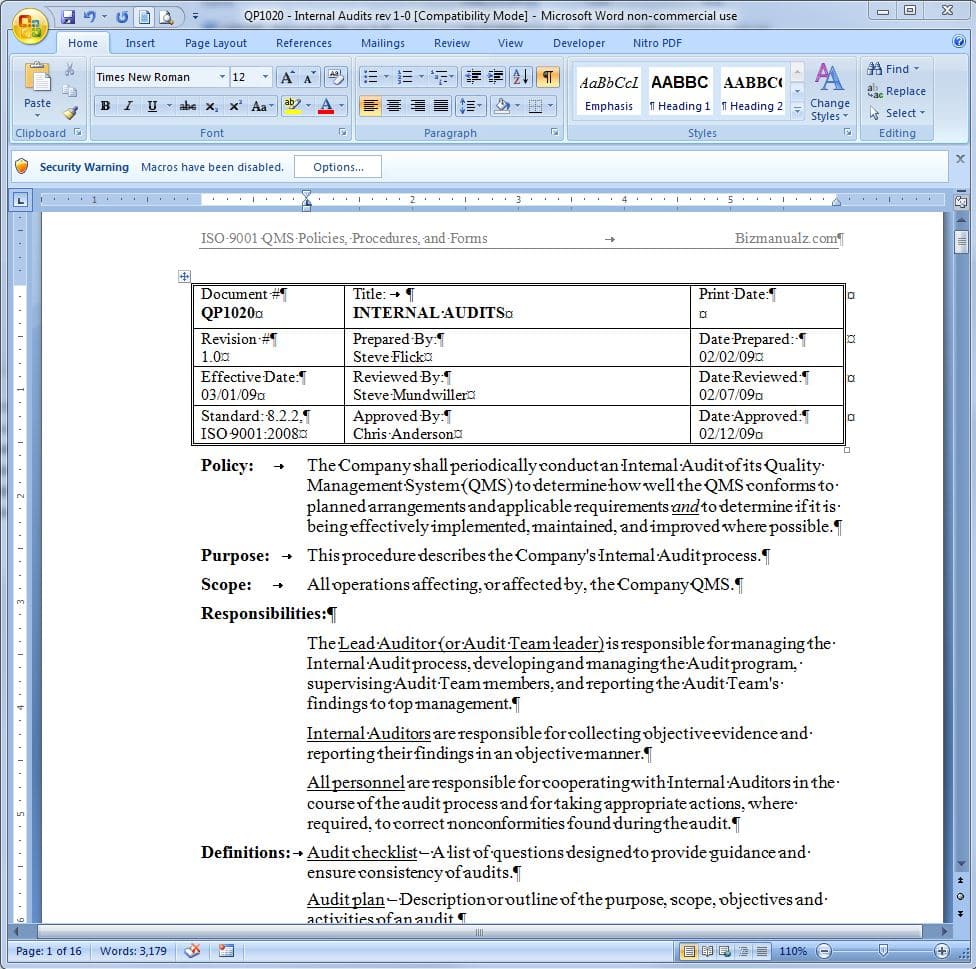 What Microsoft Word Features are Used to Write Procedures?