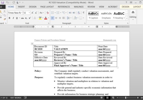 Policy & Procedure Template from www.bizmanualz.com