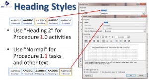 MS Word Procedure Heading Styles