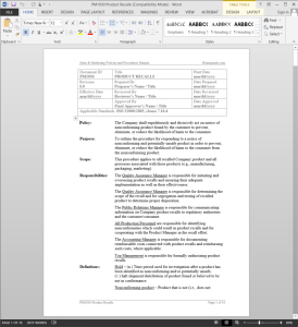 Product Recall Procedure