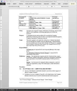 Computer Internet Usage Policy Procedure