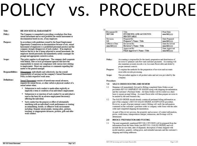 Policy Procedure Differences