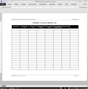 IT Access Control Log Template