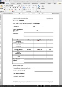 Asset Acquistion Request Worksheet Template
