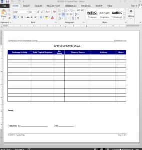 business plan to raise capital template