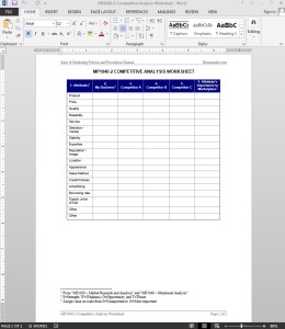 Competitive Analysis Worksheet Template