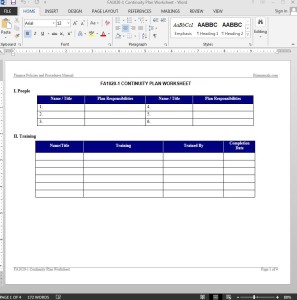 Continuity Plan Worksheet Template