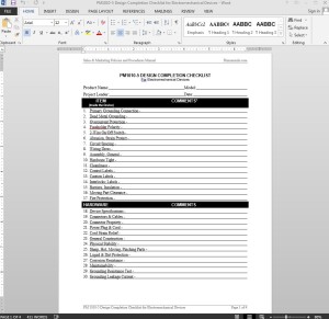 Electromechanical Devices Design Completion Checklist Template