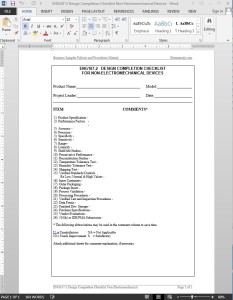 Design Completion Checklist Non Electromechanical Devices Template