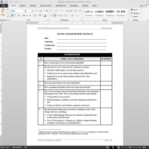 Design Review Checklist ISO Template