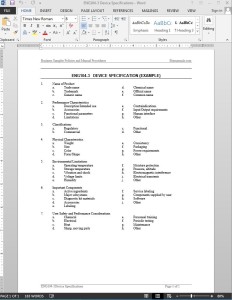 Device Specifications Template