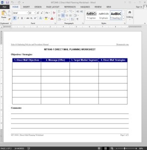 Direct Mail Planning Worksheet Template