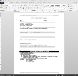 Document Request ISO Template