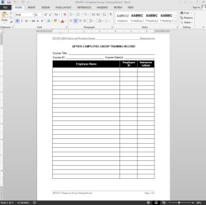 Employee Group Training Record ISO Template