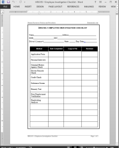 Employee Background Investigation Checklist Templatet