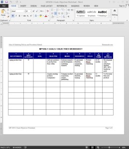 Goals-Objectives Worksheet Template