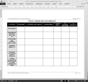FSMS Hazard Analysis Checklist Template