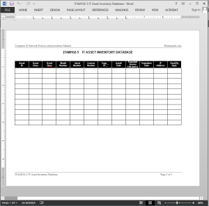 IT Asset Inventory Database Log Template