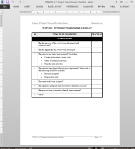 IT Project Team Review Checklist Template