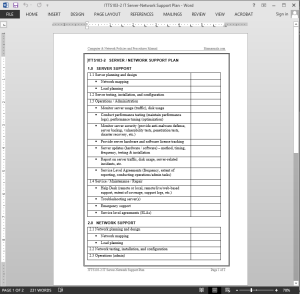 IT Server-Network Support Plan Template