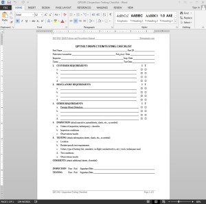 Inspection-Testing Checklist ISO Template