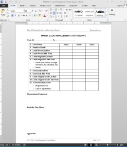 Lead Management Status Report Template