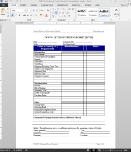 Letter of Credit Checklist Template