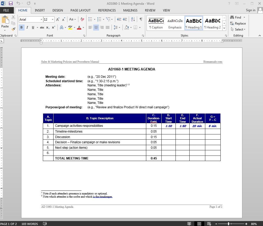 Meeting Agenda Template  AD23-23 Pertaining To Microsoft Office Agenda Templates