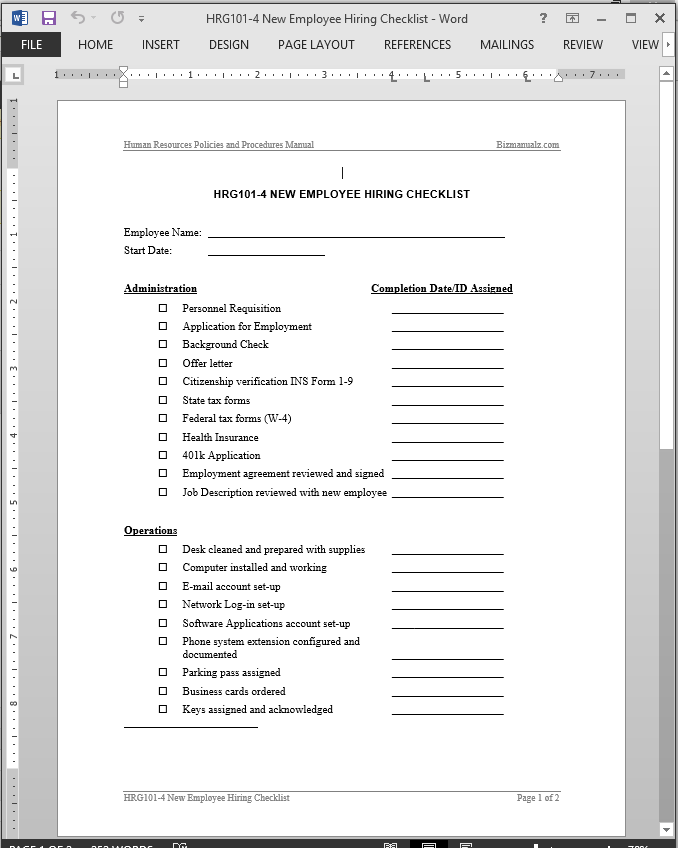 What are some examples of new employee forms and documents?