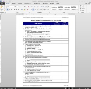 Non-Food Product Recall Checklist Template