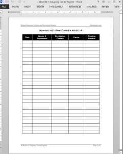 Outgoing Carrier Log Template