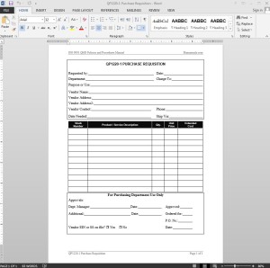 Purchase Requisition ISO Template