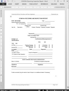 Receiving-Inspection Report Template