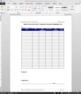 Related-Party Transaction Questionnaire Log Template