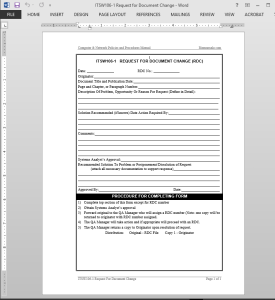 Software Document Change Request Template