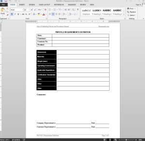 Requirements Definition Worksheet Template