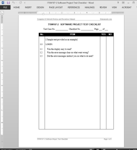 Software Project Test Checklist Template 