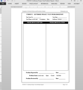 Software Project Test Problem Report Template