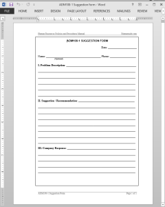 Suggestion Form Template