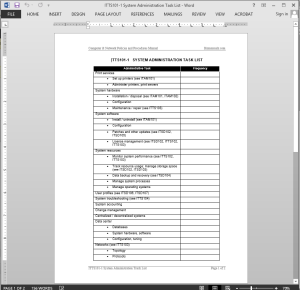 System Administration Task List Template
