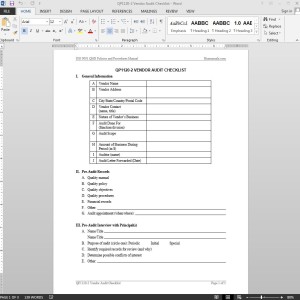 Vendor Audit Checklist ISO Template